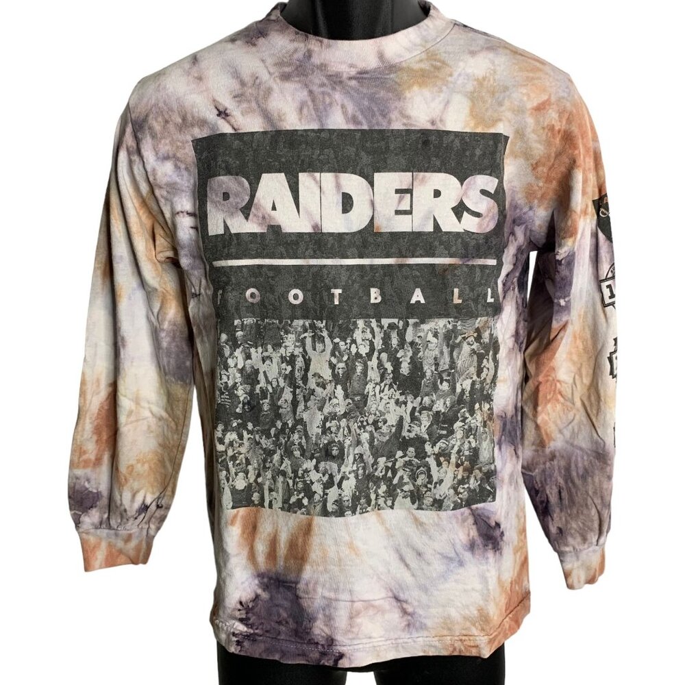 Majestic Raiders NFL Football T Shirt S Tie Dye Crewneck Long Sleeve Super Bowl